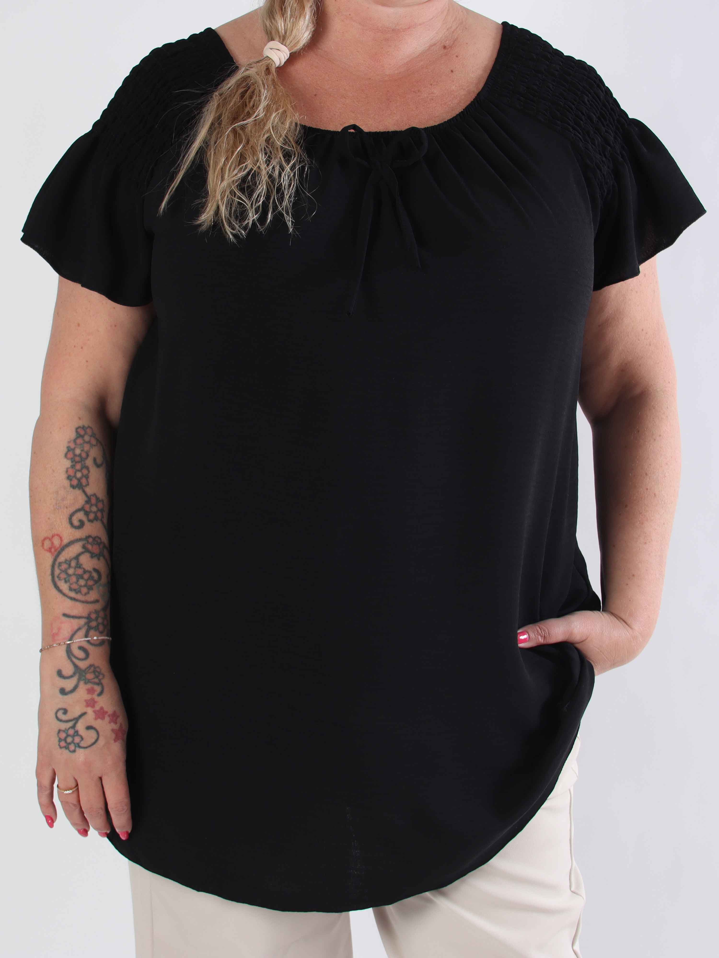 Esther - Plus size-tunika med volangärmar och elastisk halsringning